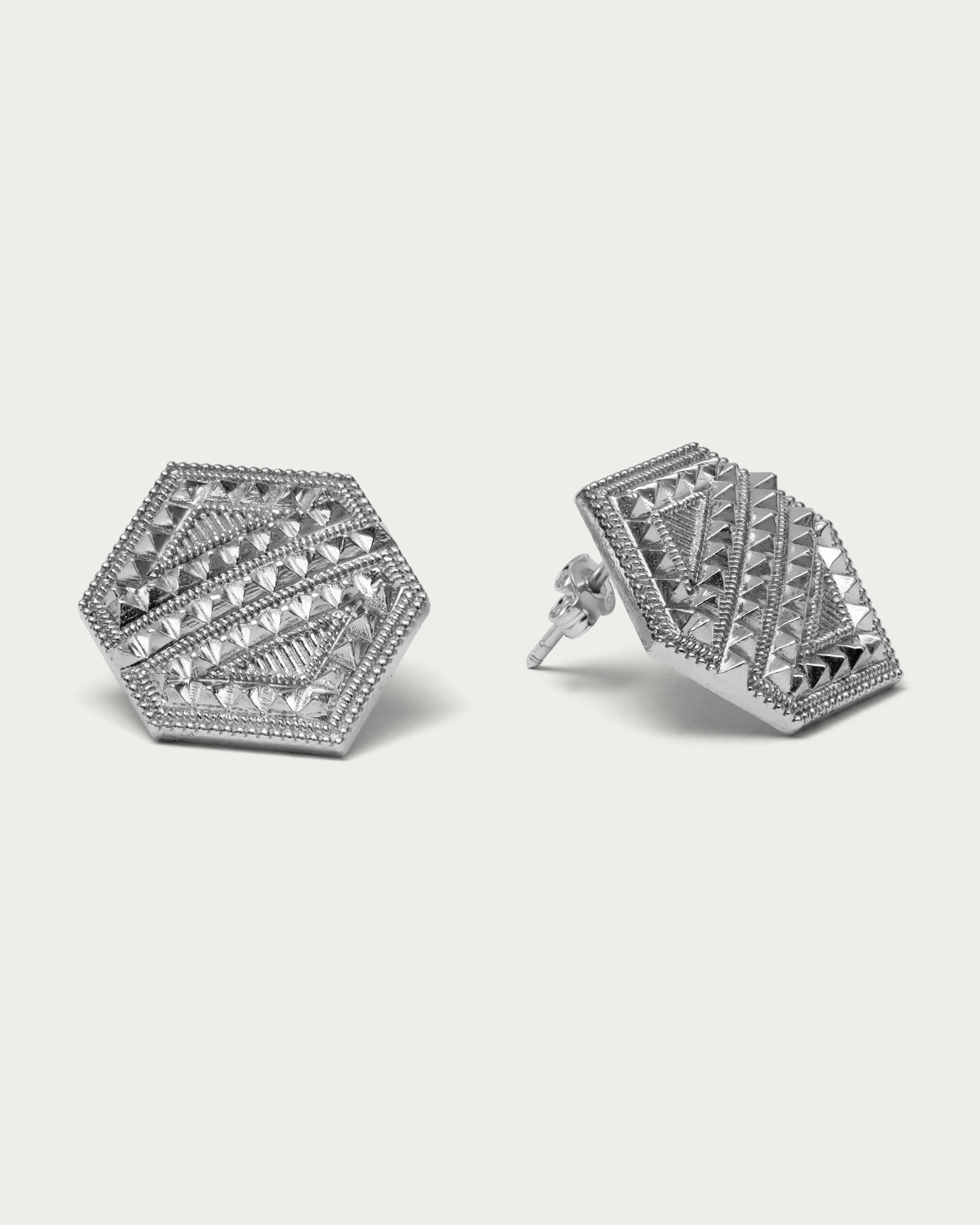 Pearl Hexagon Earrings