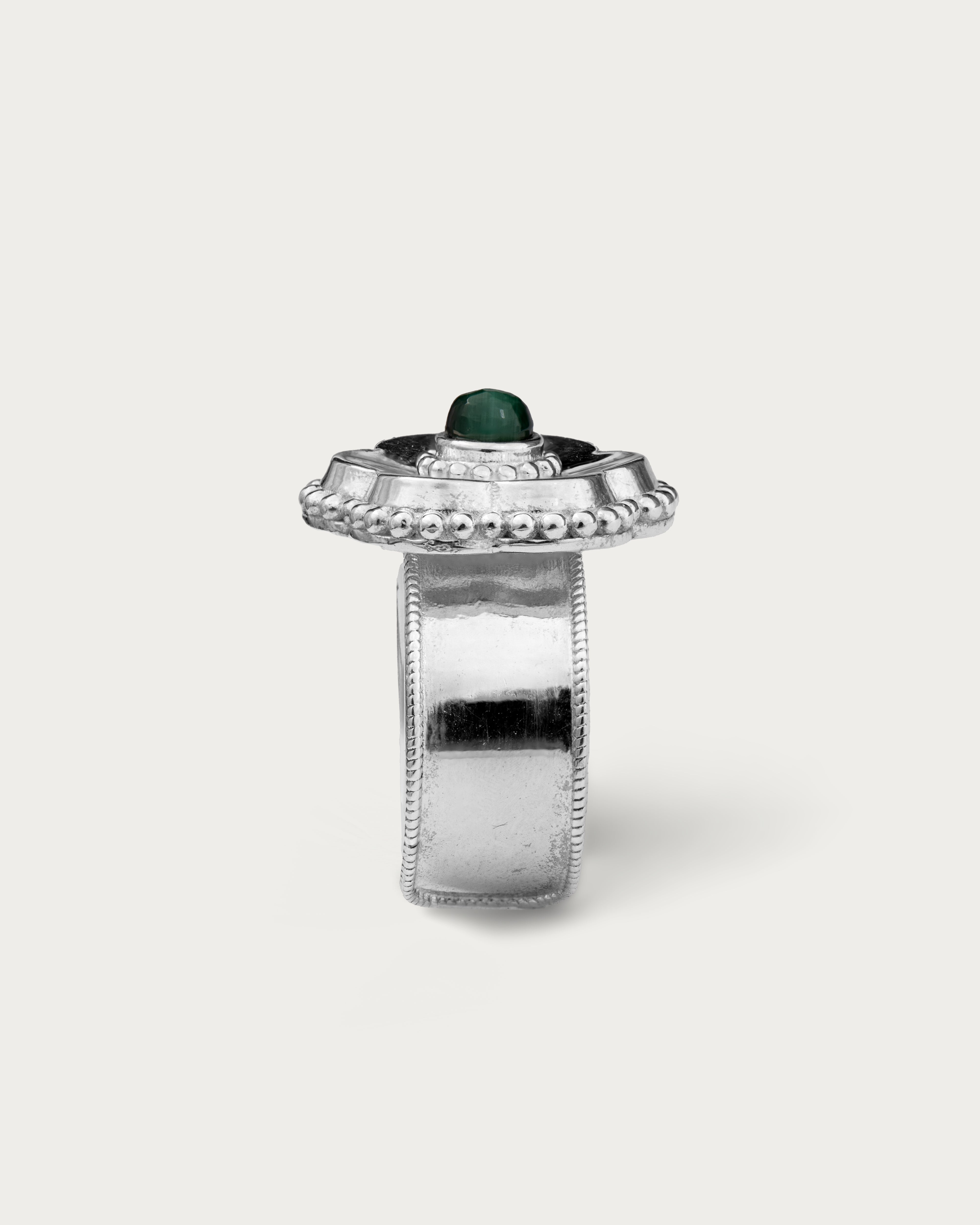 Flower Malachite Pinkie Ring