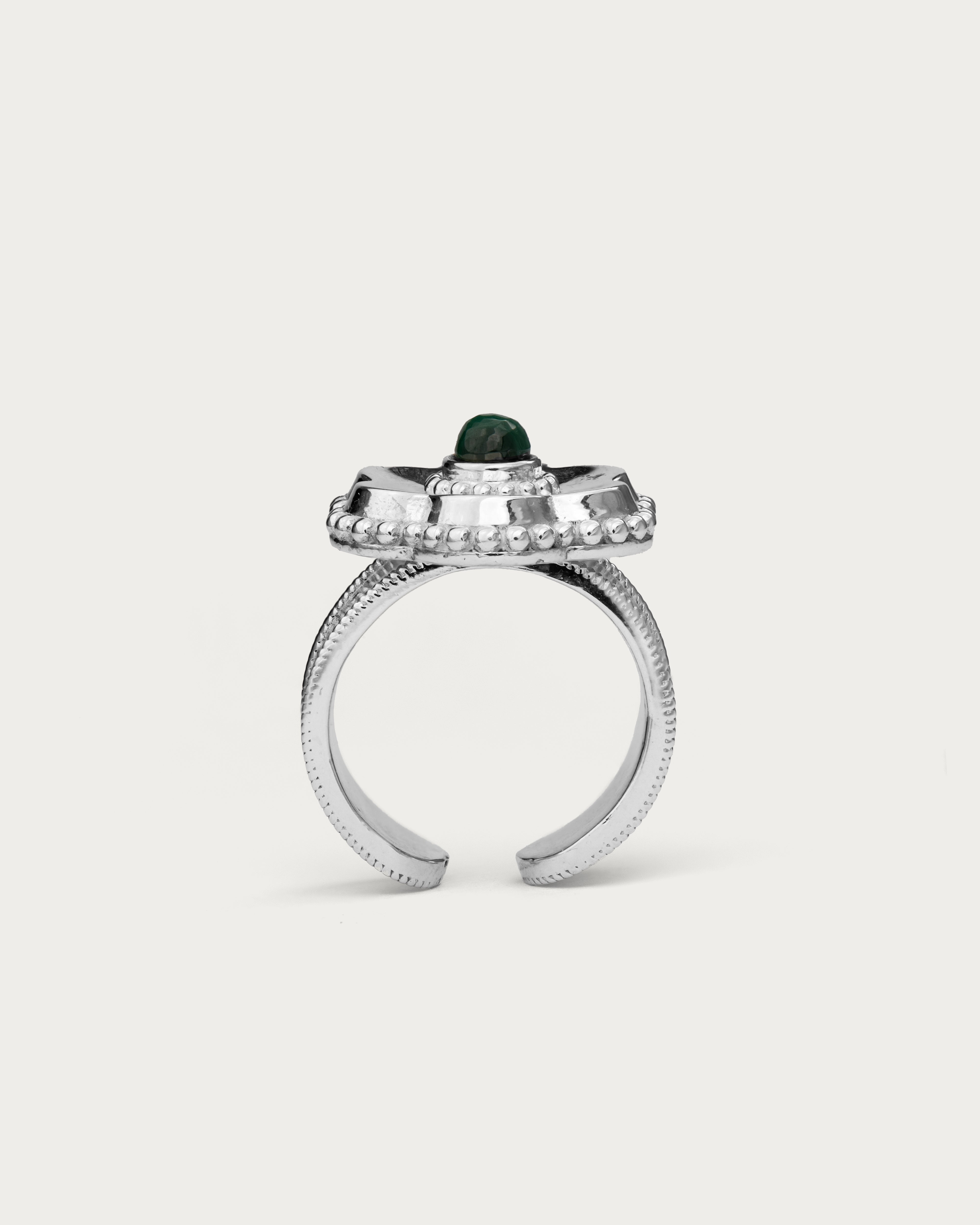 Flower Malachite Pinkie Ring