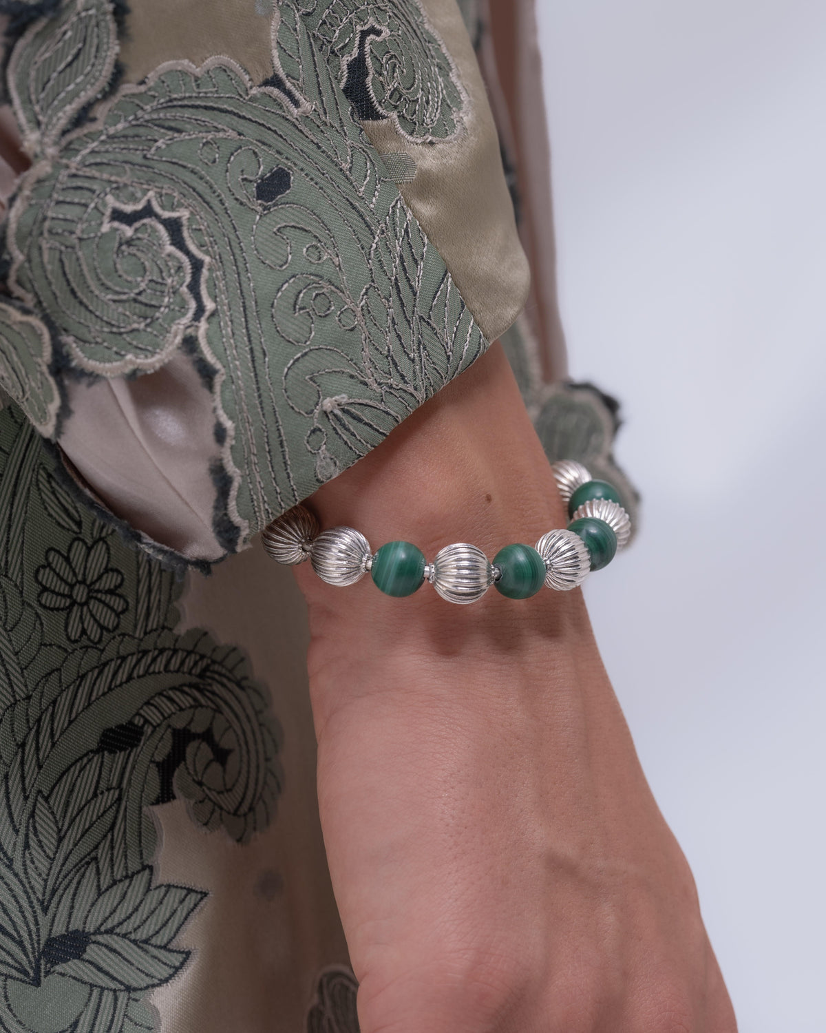 Malachite Open Silver Bracelet
