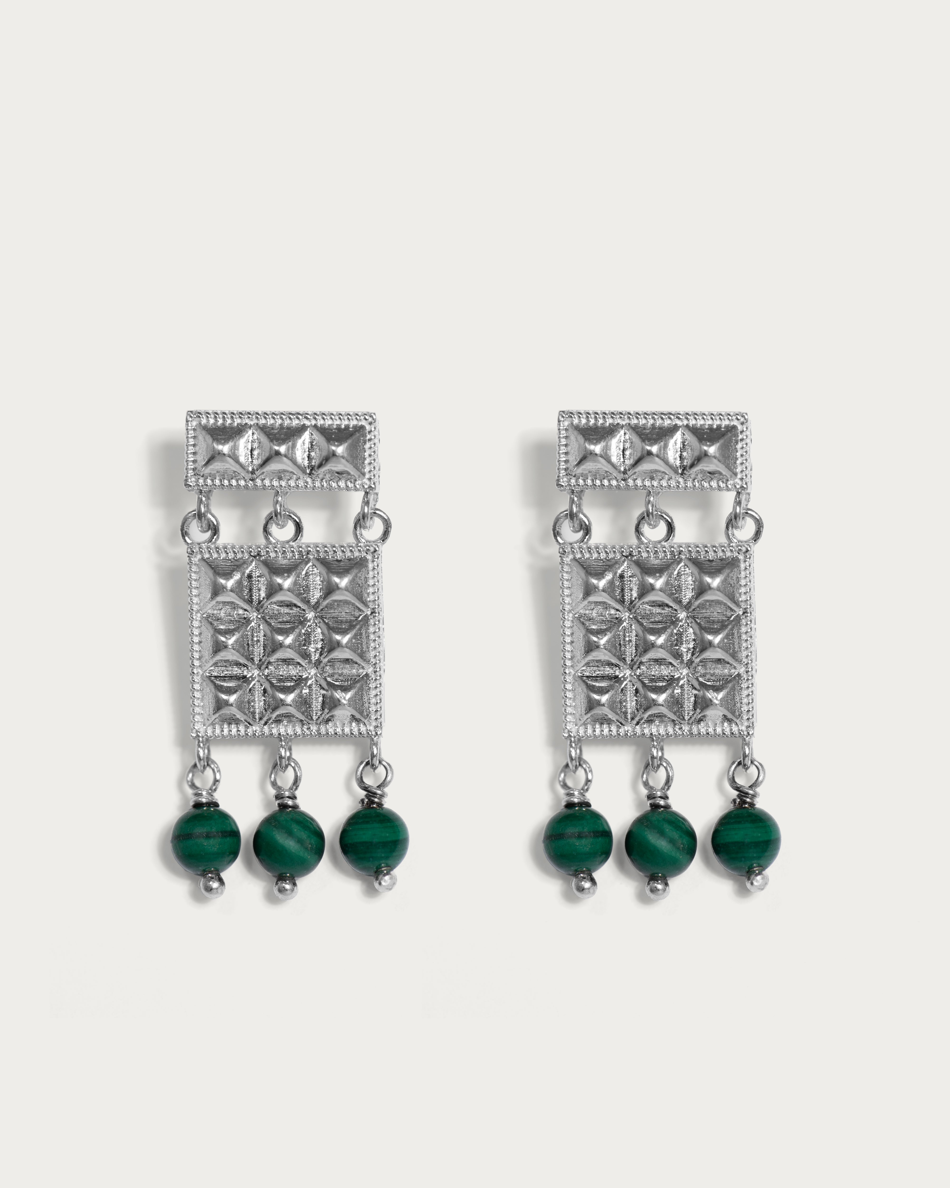 Square Malachite Earrings
