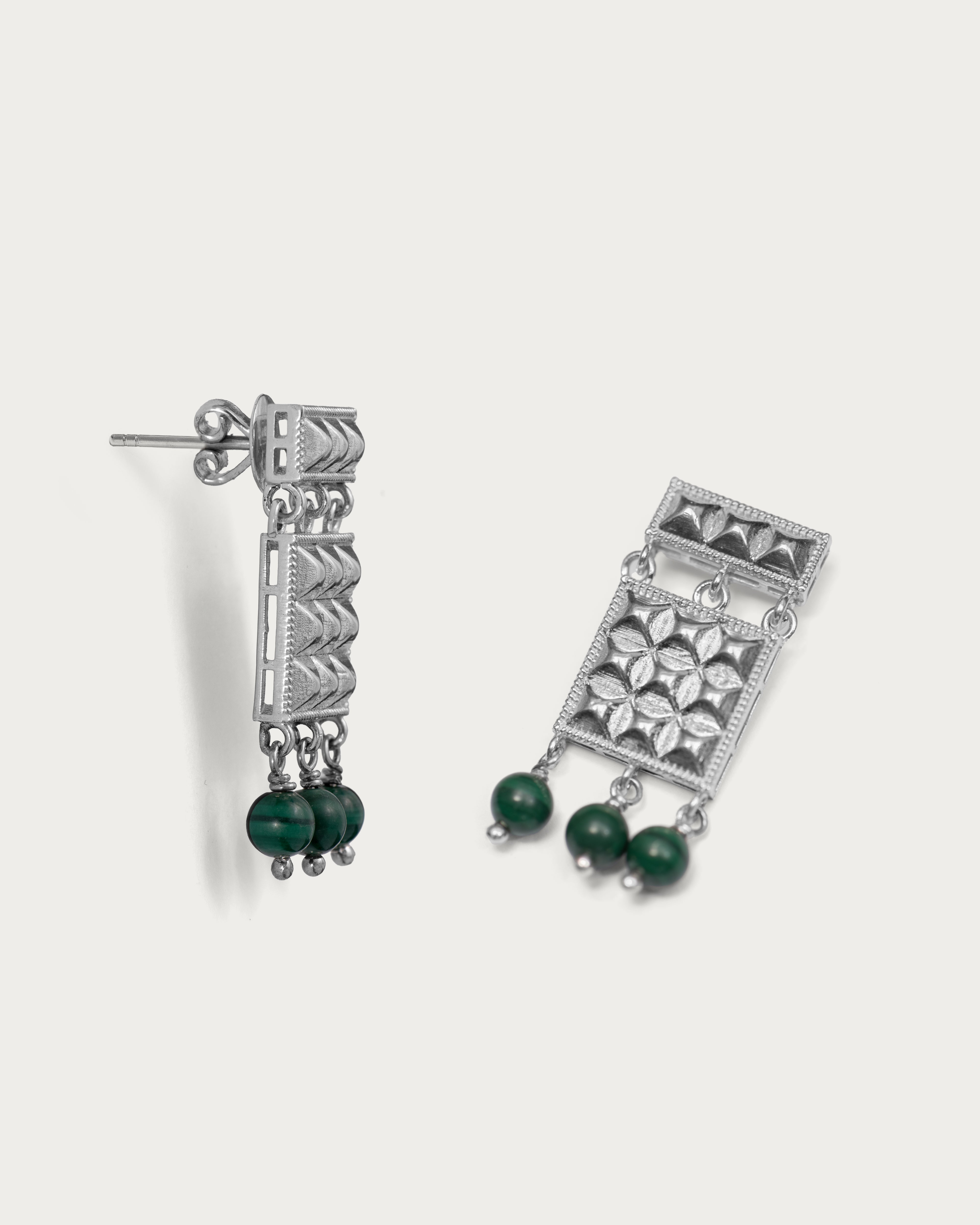 Square Malachite Earrings