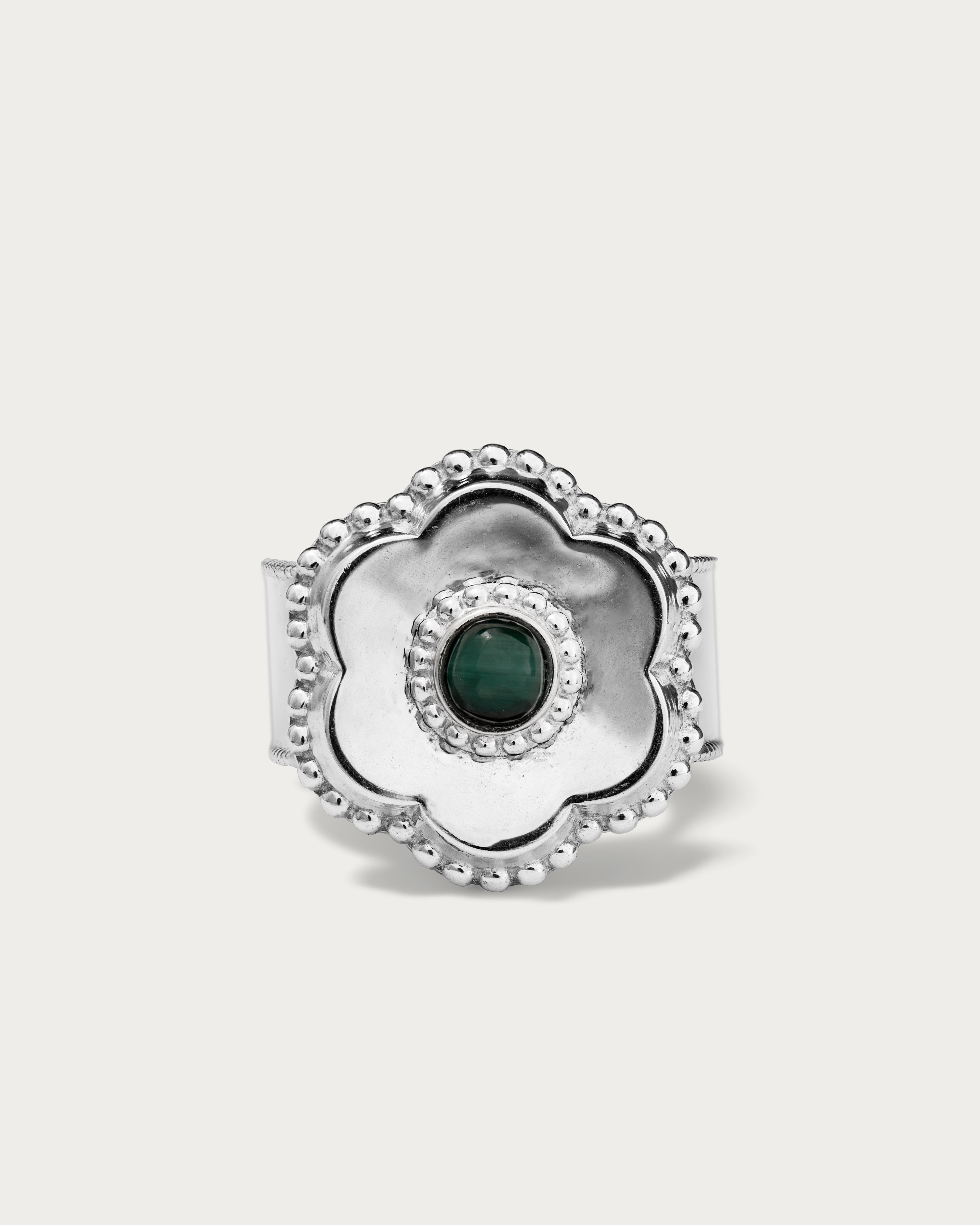 Flower Malachite Pinkie Ring